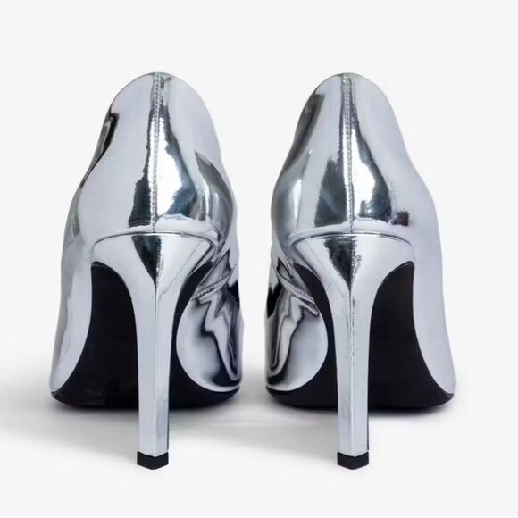 Zadig and Voltaire Perfect Mirror Leather Pumps With Wing Logo Sz 8 (39) NIB - Picture 5 of 14